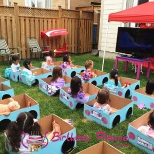 outside birthday party ideas for toddlers Unique Leahs Drive in movie birthday party Its daylight so a projector